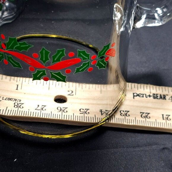 6 Libbey Holly Ribbons Irish Coffee Glasses 5.5" Christmas latte hot cocoa vtg - Picture 4 of 10
